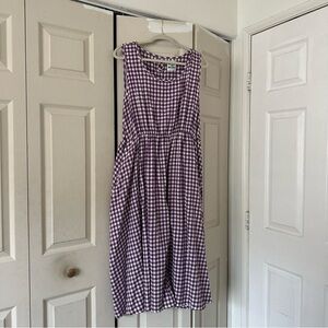 Purple Gingham Midi Dress